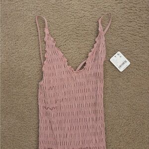 Free People Dusty Pink Smocked V-Neck Cami